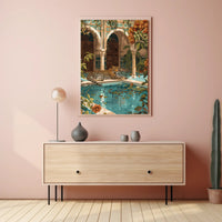 Serene Leopard by Luxurious Poolside - Cultural or Heritage Poster PosterGoat