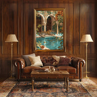 Serene Leopard by Luxurious Poolside - Cultural or Heritage Poster PosterGoat