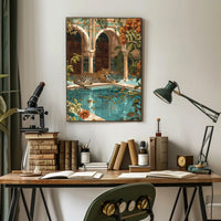 Serene Leopard by Luxurious Poolside - Cultural or Heritage Poster PosterGoat