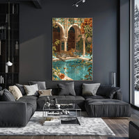 Serene Leopard by Luxurious Poolside - Cultural or Heritage Poster PosterGoat