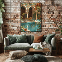 Serene Leopard by Luxurious Poolside - Cultural or Heritage Poster PosterGoat