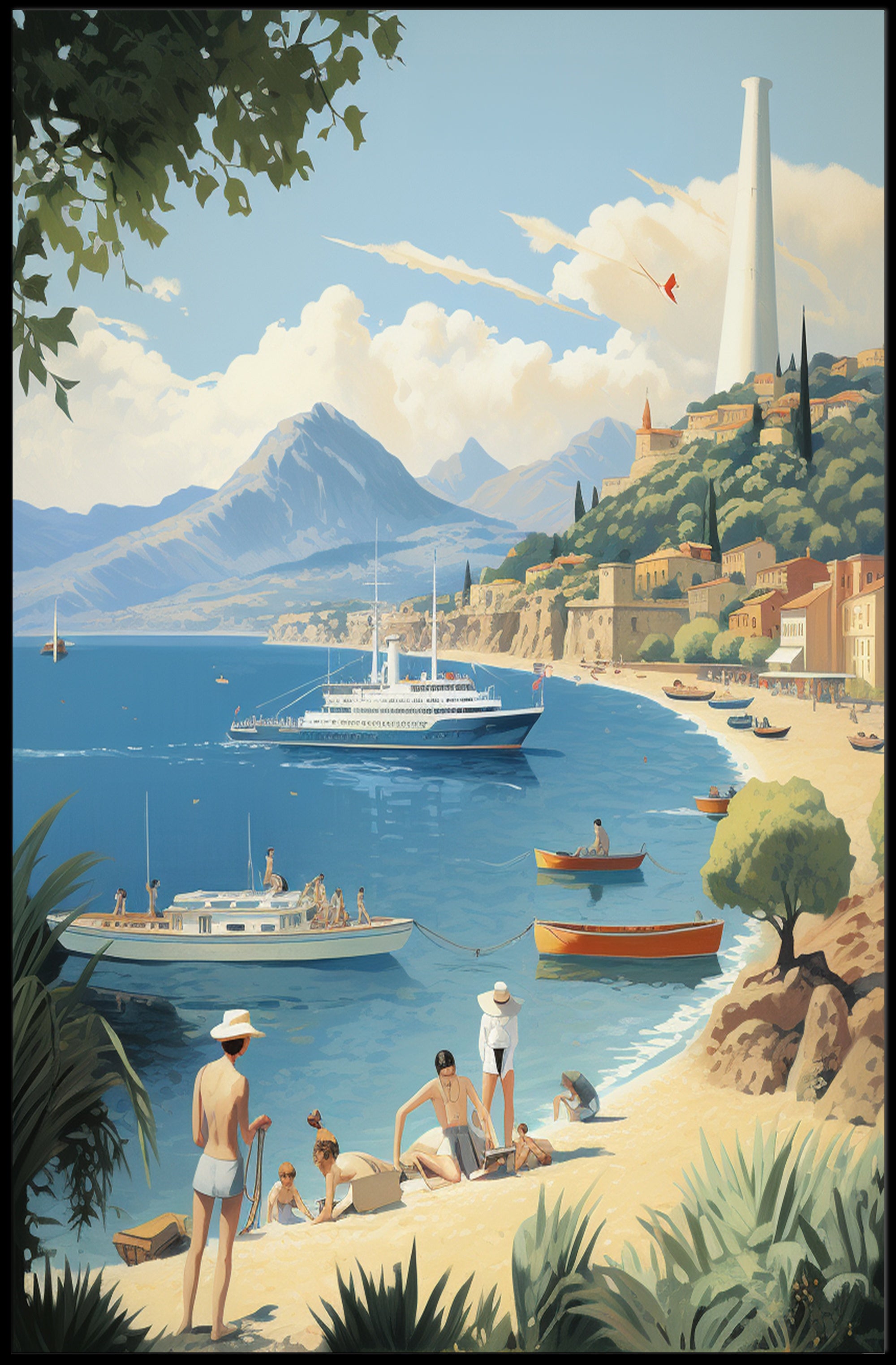 Serene Mediterranean Coastal Scene Vintage Travel Poster PosterGoat