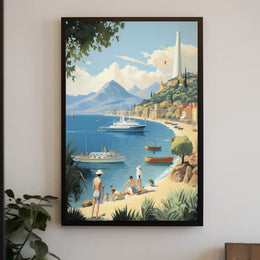 Serene Mediterranean Coastal Scene Vintage Travel Poster PosterGoat