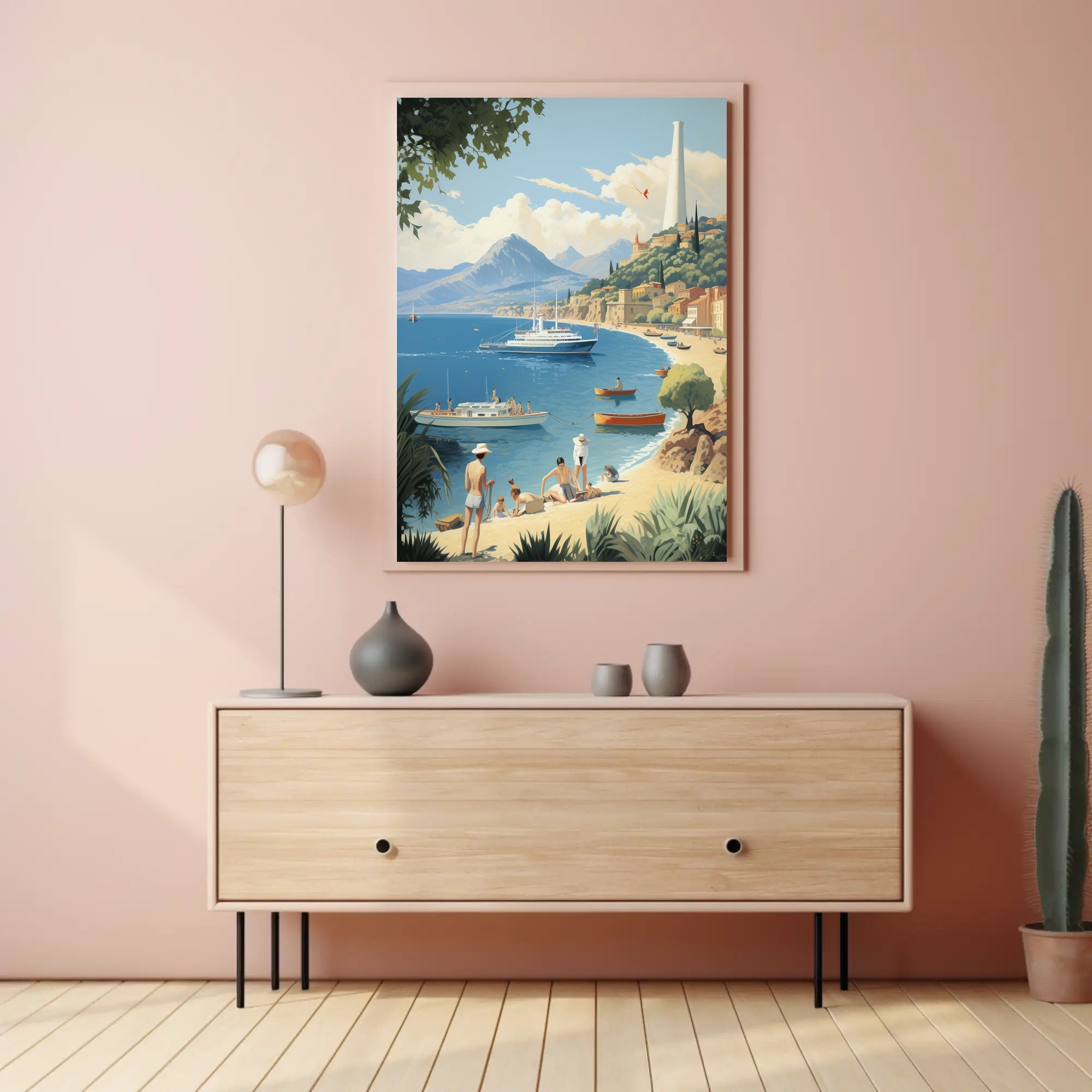 Serene Mediterranean Coastal Scene Vintage Travel Poster PosterGoat