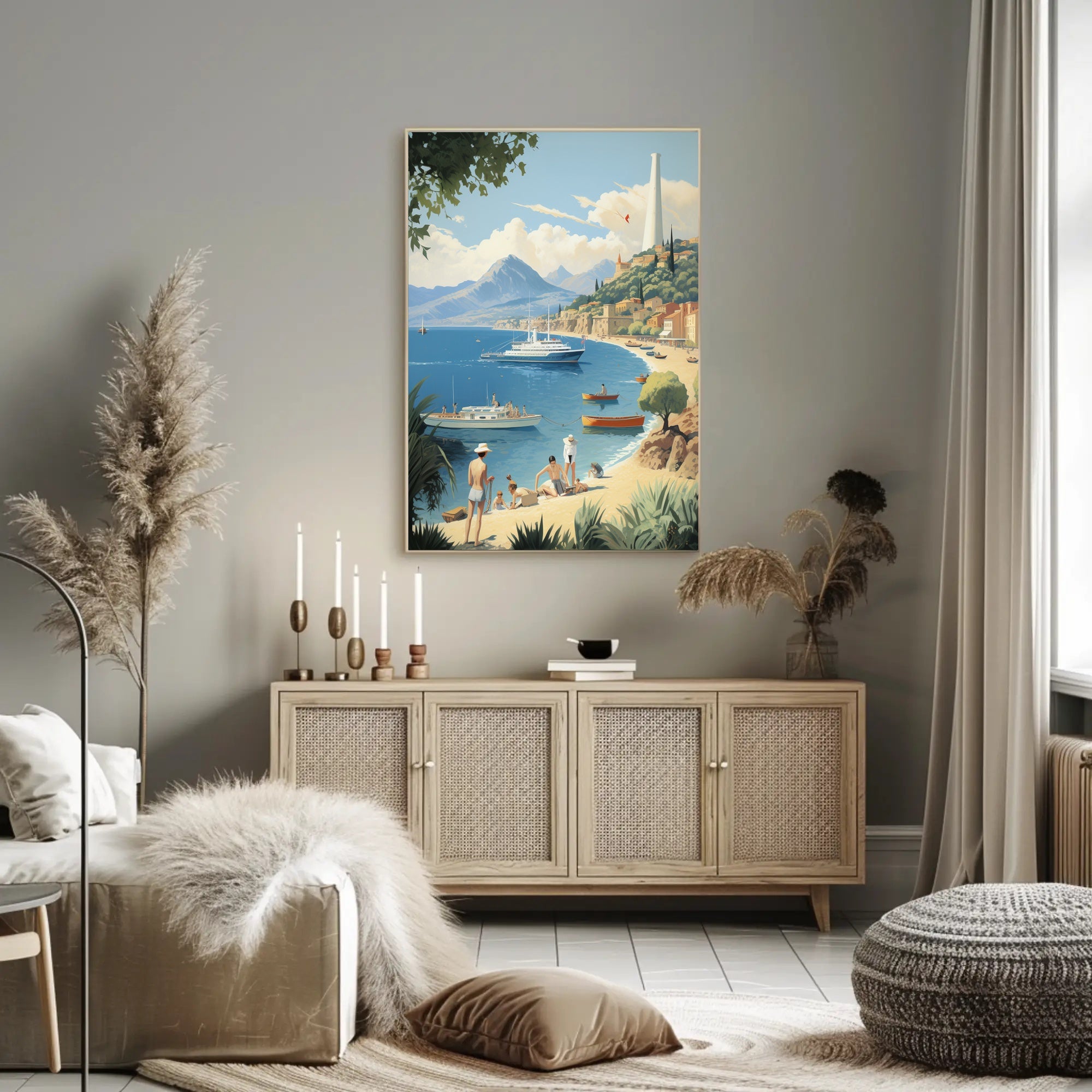 Serene Mediterranean Coastal Scene Vintage Travel Poster PosterGoat