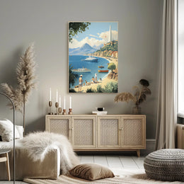 Serene Mediterranean Coastal Scene Vintage Travel Poster PosterGoat