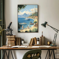 Serene Mediterranean Coastal Scene Vintage Travel Poster PosterGoat