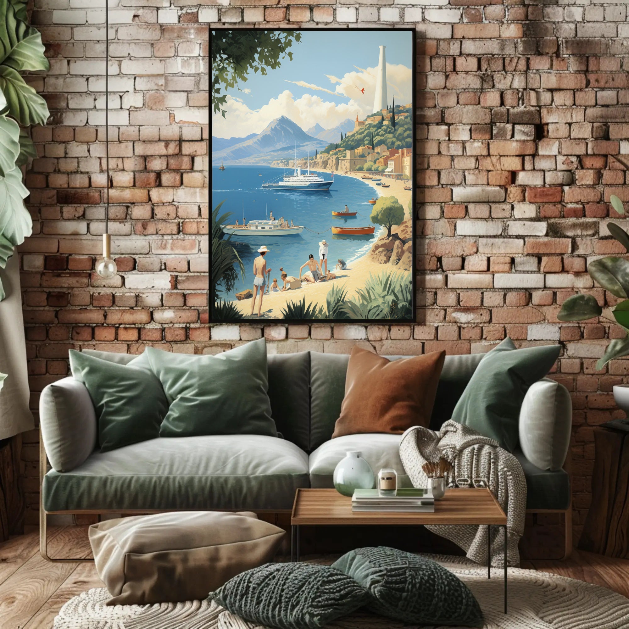 Serene Mediterranean Coastal Scene Vintage Travel Poster PosterGoat