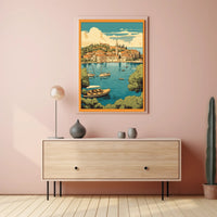 Serene Mediterranean Harbor Scene - Travel Poster PosterGoat