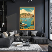 Serene Mediterranean Harbor Scene - Travel Poster PosterGoat