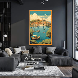 Serene Mediterranean Harbor Scene - Travel Poster PosterGoat