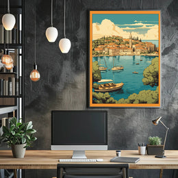Serene Mediterranean Harbor Scene - Travel Poster PosterGoat