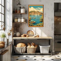 Serene Mediterranean Harbor Scene - Travel Poster PosterGoat