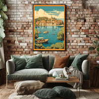 Serene Mediterranean Harbor Scene - Travel Poster PosterGoat