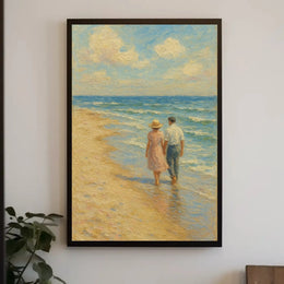 Serene Mid-Century Romance by the Sea - Artistic Poster PosterGoat