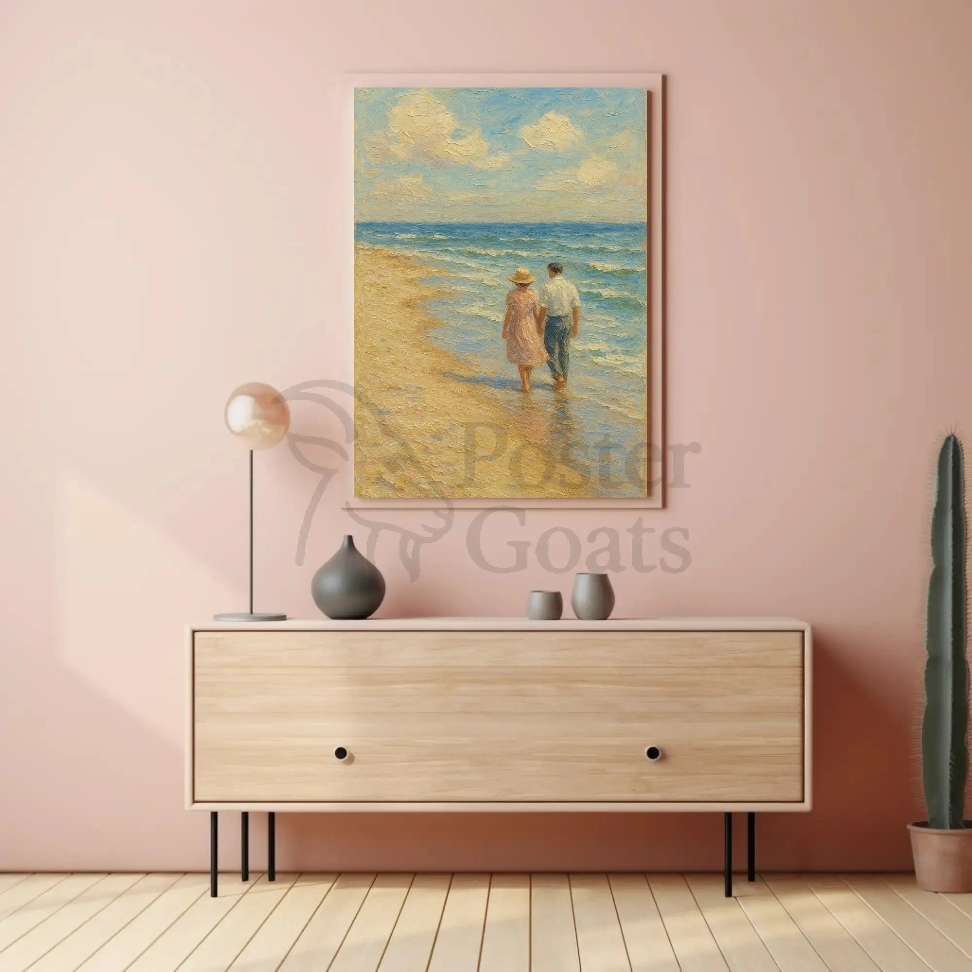 Serene Mid-Century Romance by the Sea - Artistic Poster PosterGoat