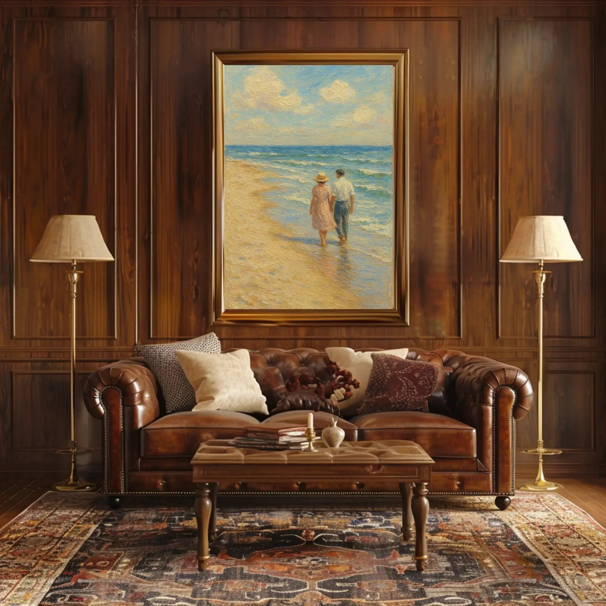 Serene Mid-Century Romance by the Sea - Artistic Poster PosterGoat