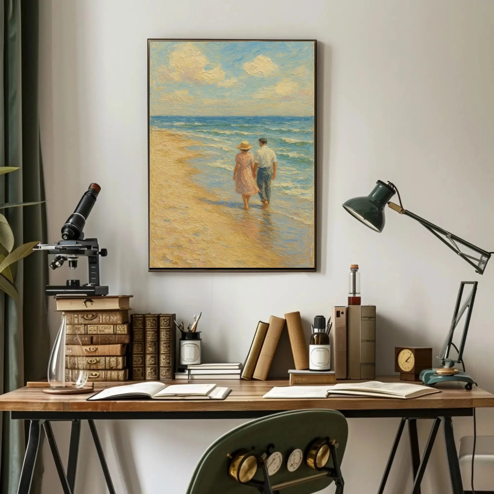Serene Mid-Century Romance by the Sea - Artistic Poster PosterGoat