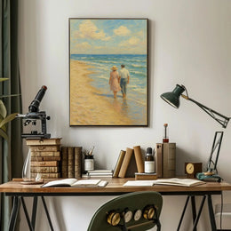 Serene Mid-Century Romance by the Sea - Artistic Poster PosterGoat