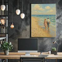 Serene Mid-Century Romance by the Sea - Artistic Poster PosterGoat