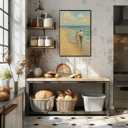 Serene Mid-Century Romance by the Sea - Artistic Poster PosterGoat