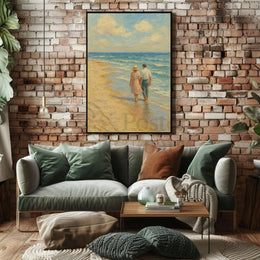 Serene Mid-Century Romance by the Sea - Artistic Poster PosterGoat