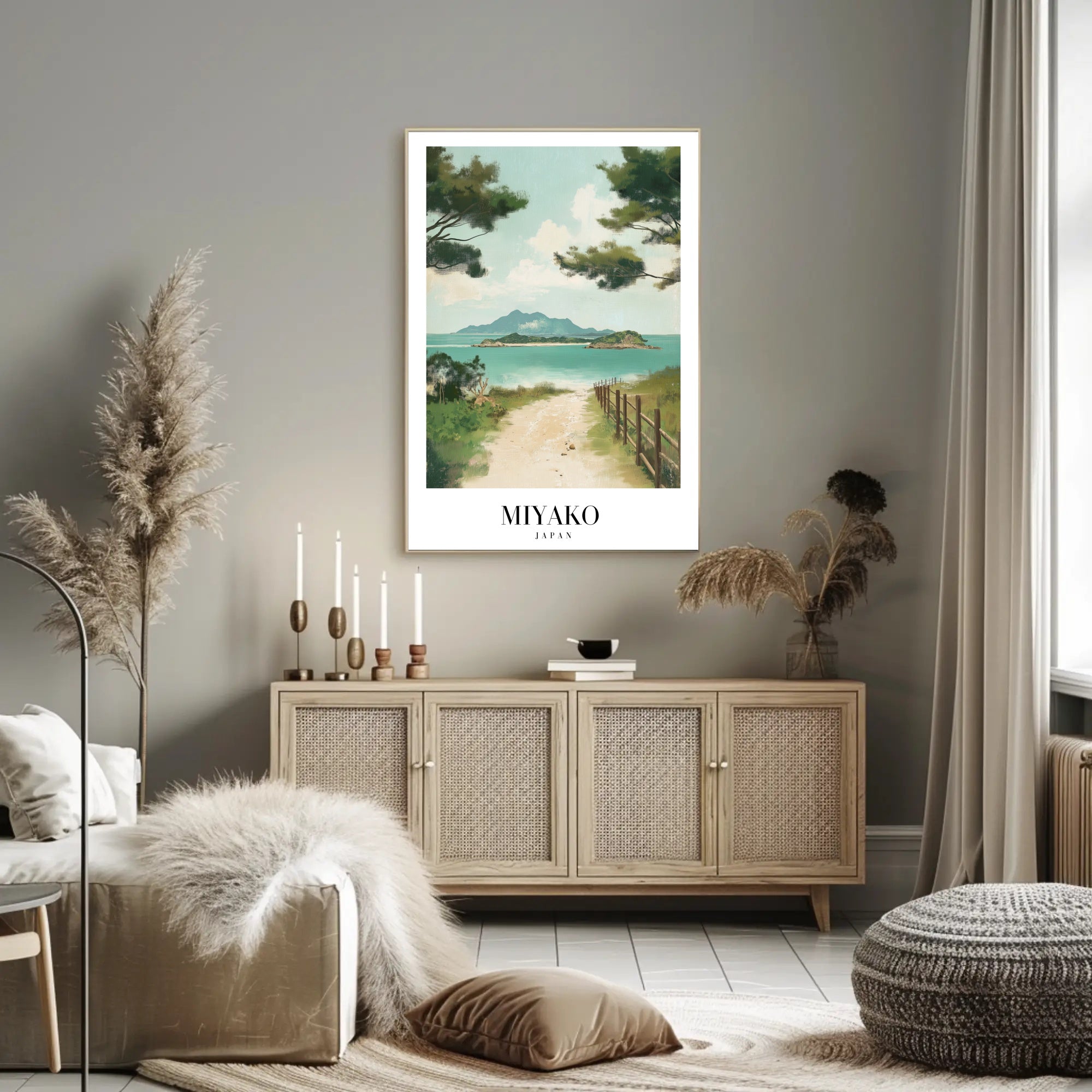 Serene Miyako Japan Seaside Travel Poster PosterGoat