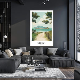 Serene Miyako Japan Seaside Travel Poster PosterGoat