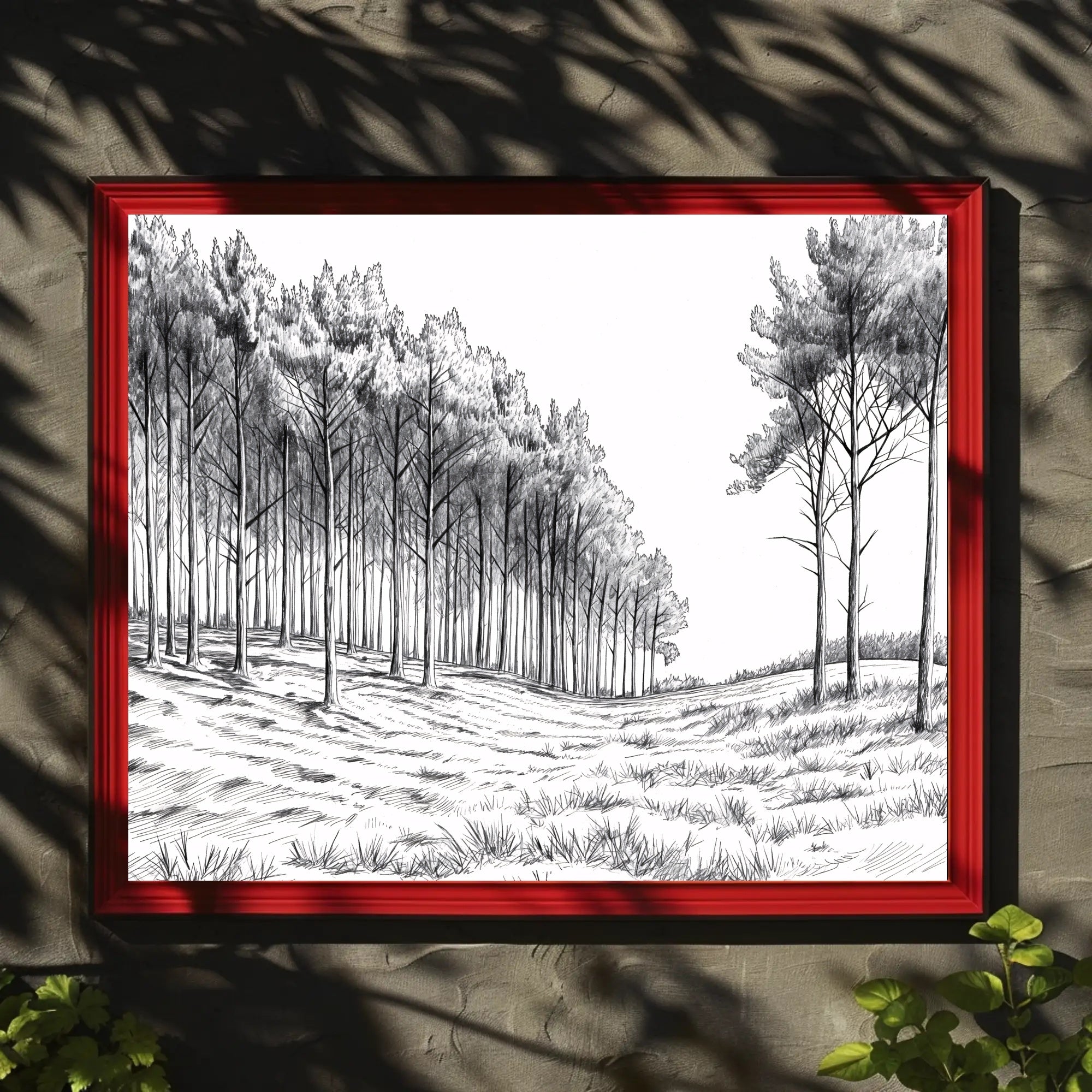 Serene Monochrome Forest Scene Wall Art Artistic Poster PosterGoat