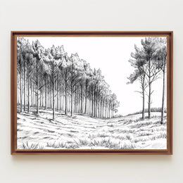Serene Monochrome Forest Scene Wall Art Artistic Poster PosterGoat