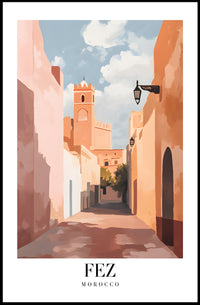 Serene Moroccan Street Scene Travel Poster PosterGoat