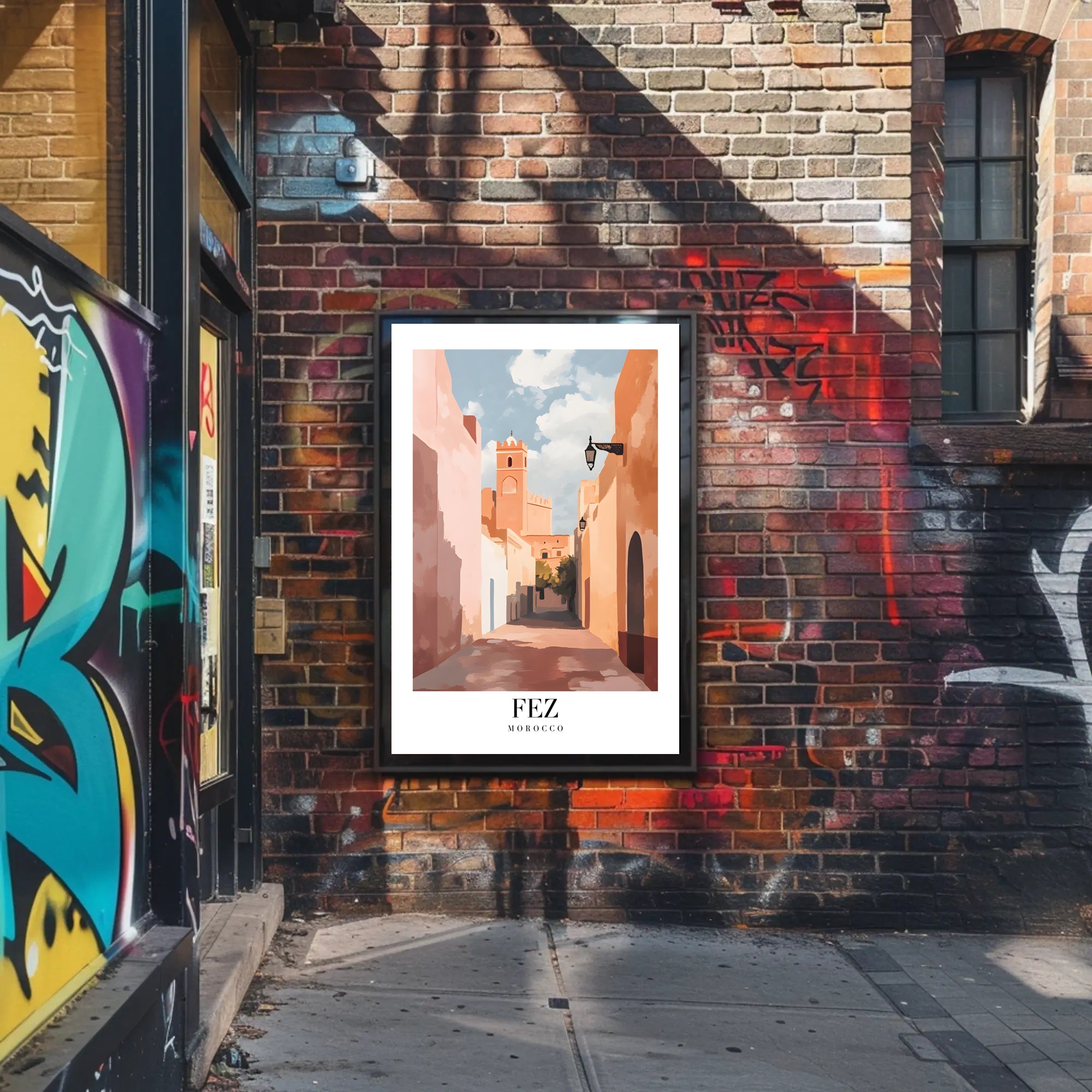 Serene Moroccan Street Scene Travel Poster PosterGoat