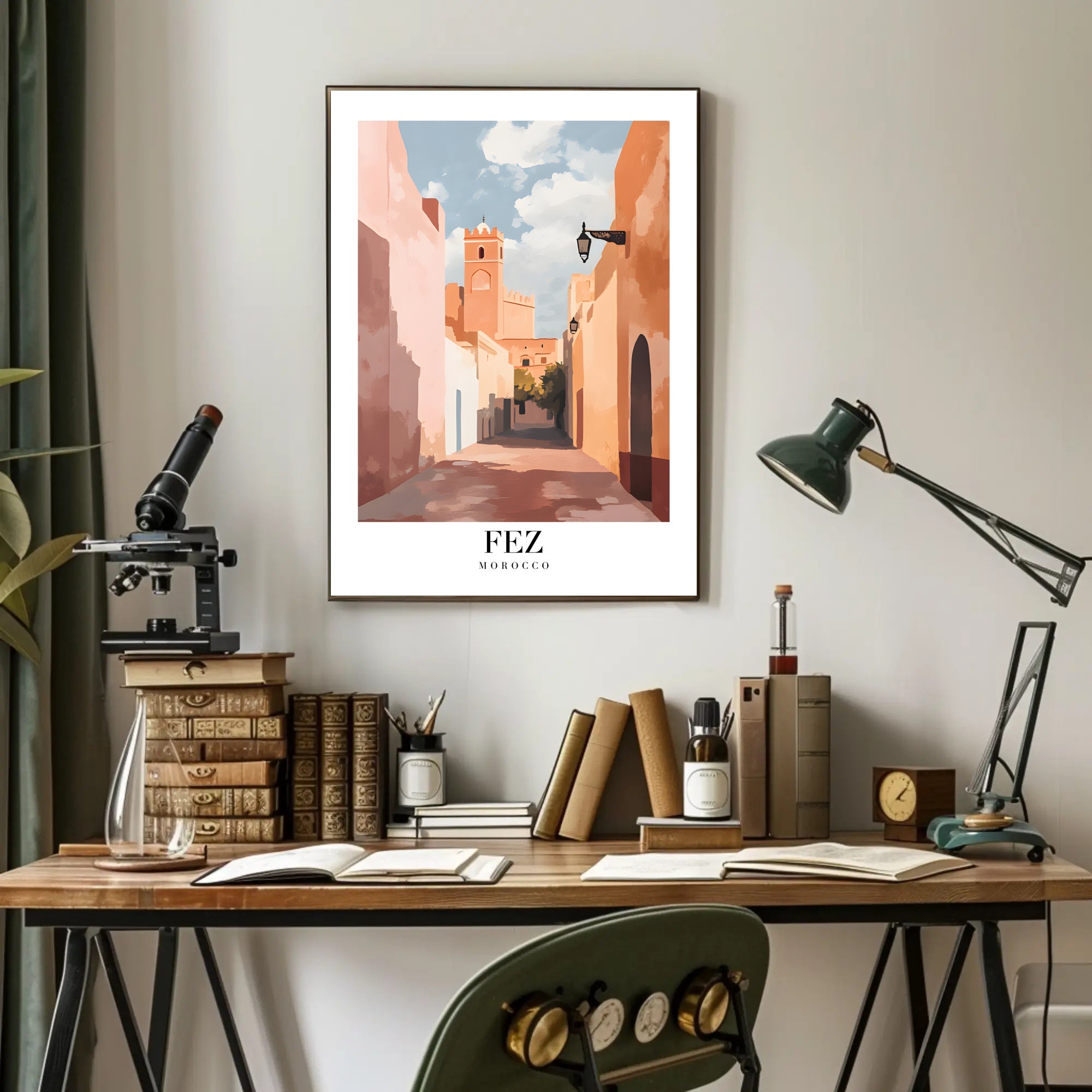 Serene Moroccan Street Scene Travel Poster PosterGoat