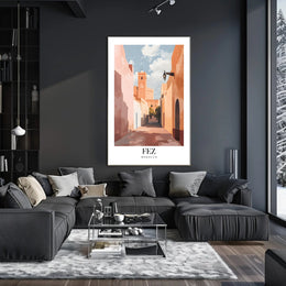 Serene Moroccan Street Scene Travel Poster PosterGoat