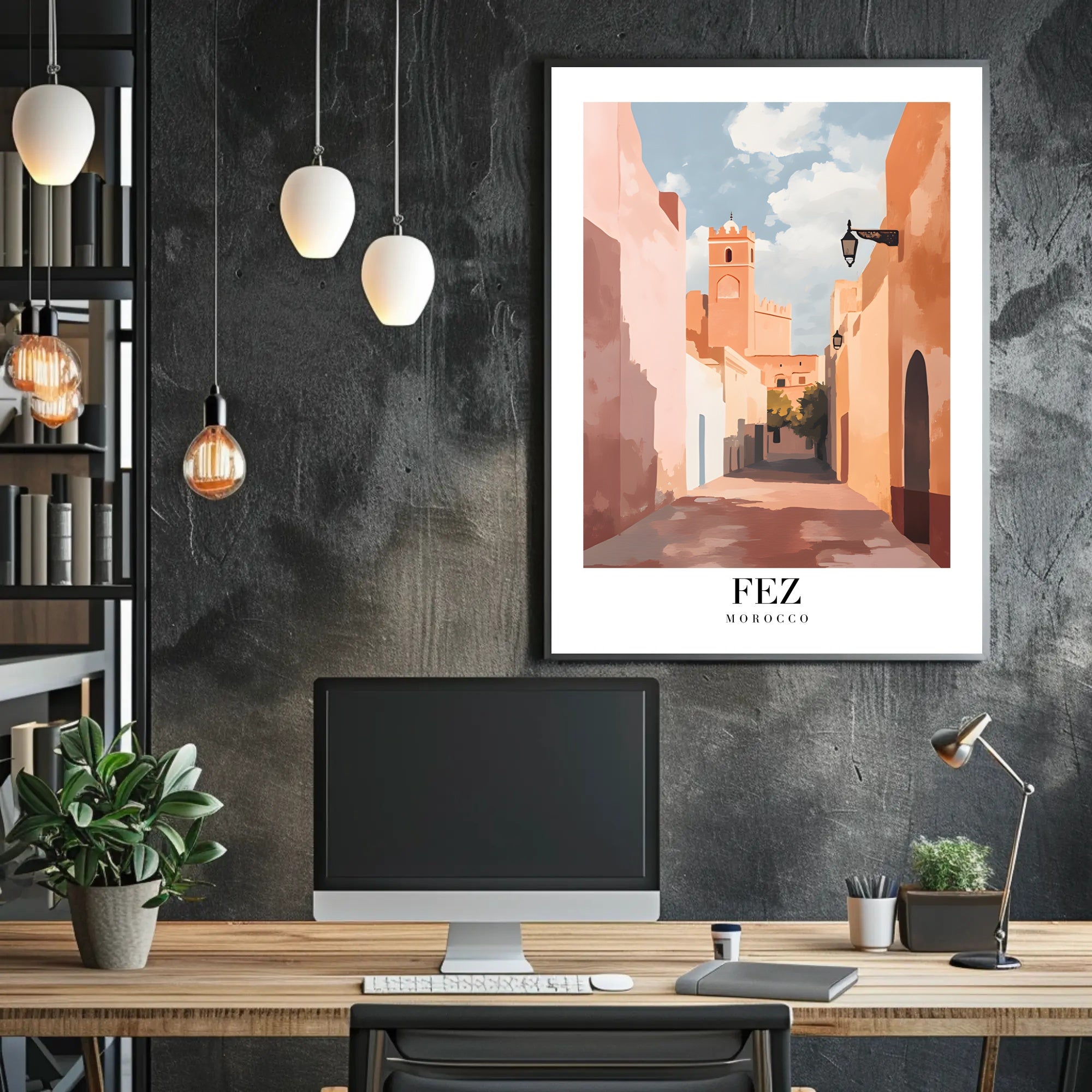 Serene Moroccan Street Scene Travel Poster PosterGoat