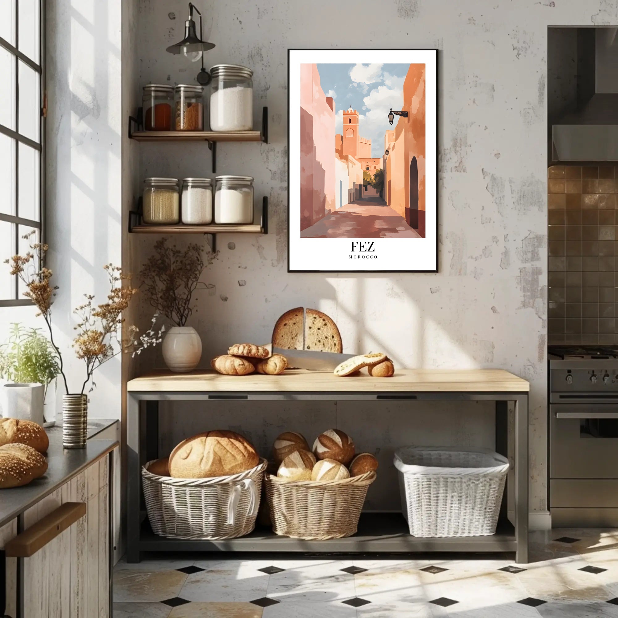 Serene Moroccan Street Scene Travel Poster PosterGoat
