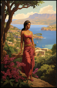 Serene Mythological Beauty on Mediterranean Coastline Fantasy or Mythology Poster PosterGoat