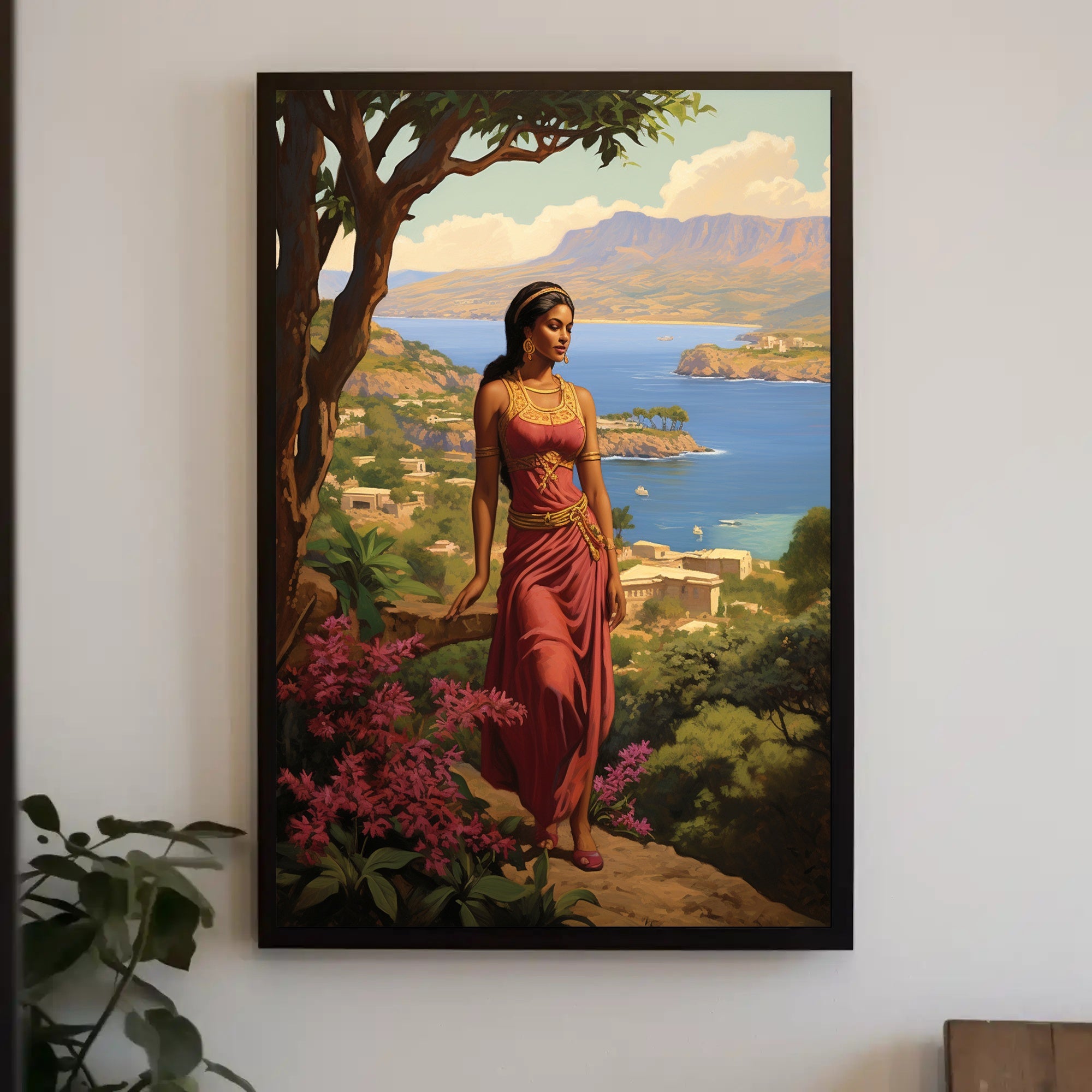 Serene Mythological Beauty on Mediterranean Coastline Fantasy or Mythology Poster PosterGoat