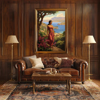 Serene Mythological Beauty on Mediterranean Coastline Fantasy or Mythology Poster PosterGoat