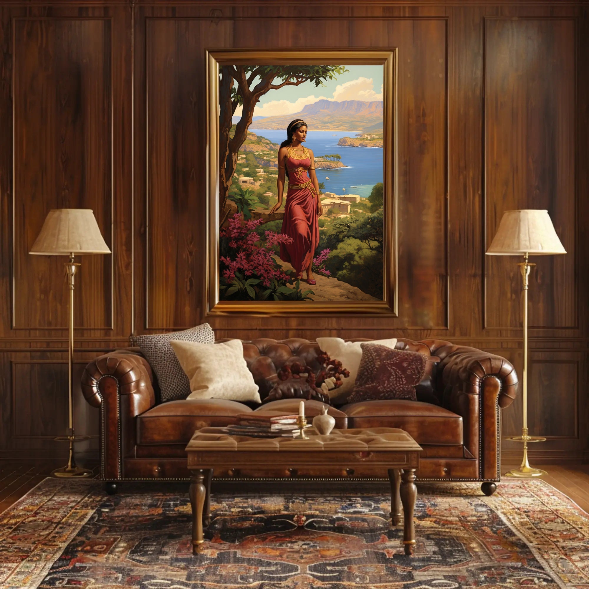 Serene Mythological Beauty on Mediterranean Coastline Fantasy or Mythology Poster PosterGoat