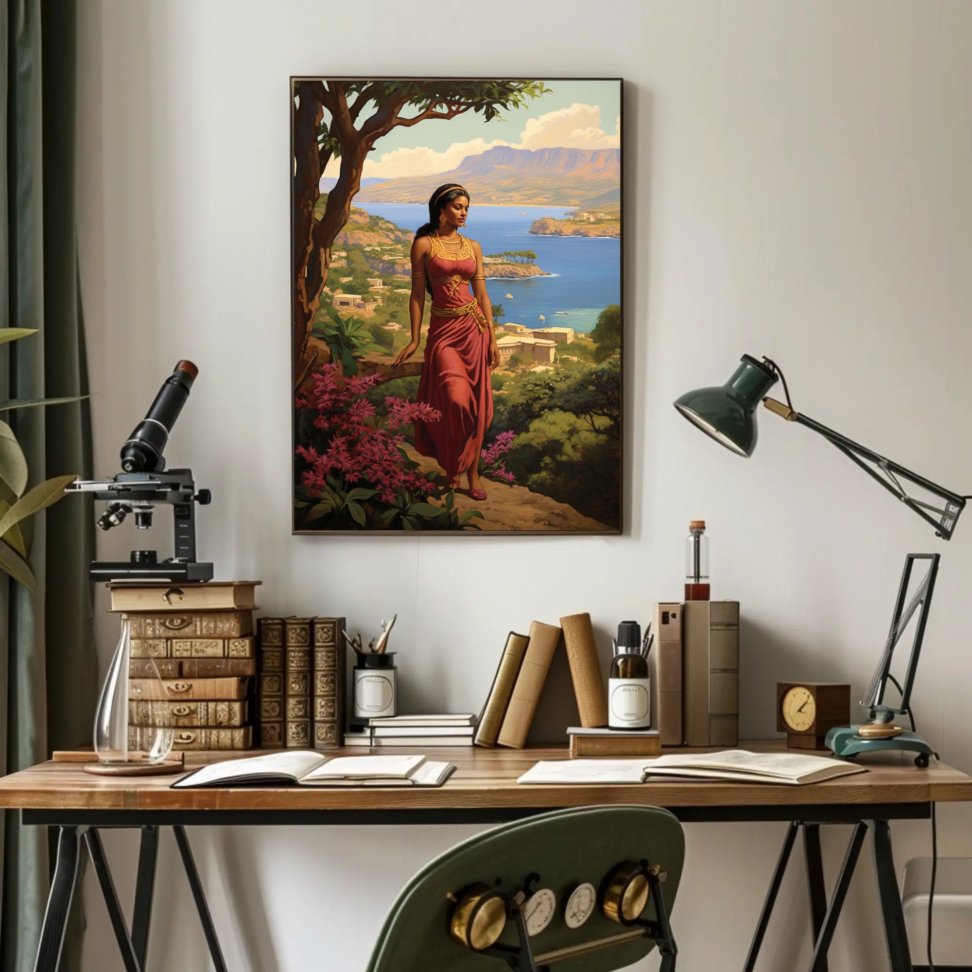 Serene Mythological Beauty on Mediterranean Coastline Fantasy or Mythology Poster PosterGoat
