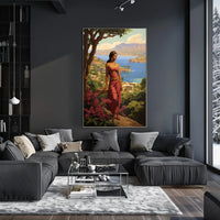 Serene Mythological Beauty on Mediterranean Coastline Fantasy or Mythology Poster PosterGoat