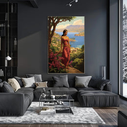 Serene Mythological Beauty on Mediterranean Coastline Fantasy or Mythology Poster PosterGoat