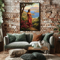 Serene Mythological Beauty on Mediterranean Coastline Fantasy or Mythology Poster PosterGoat