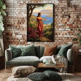 Serene Mythological Beauty on Mediterranean Coastline Fantasy or Mythology Poster PosterGoat
