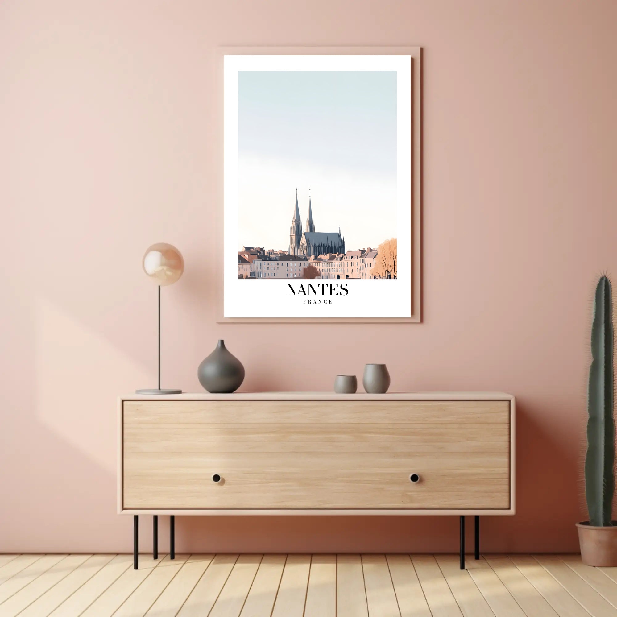 Serene Nantes Cathedral Urban Cityscape Poster PosterGoat