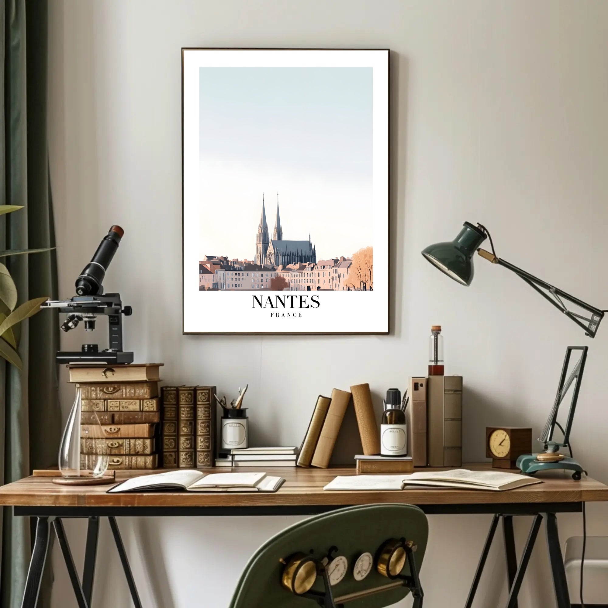 Serene Nantes Cathedral Urban Cityscape Poster PosterGoat