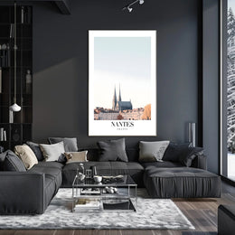 Serene Nantes Cathedral Urban Cityscape Poster PosterGoat