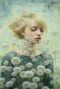 Serene Nature Tranquility with Dandelions Artistic Poster PosterGoat