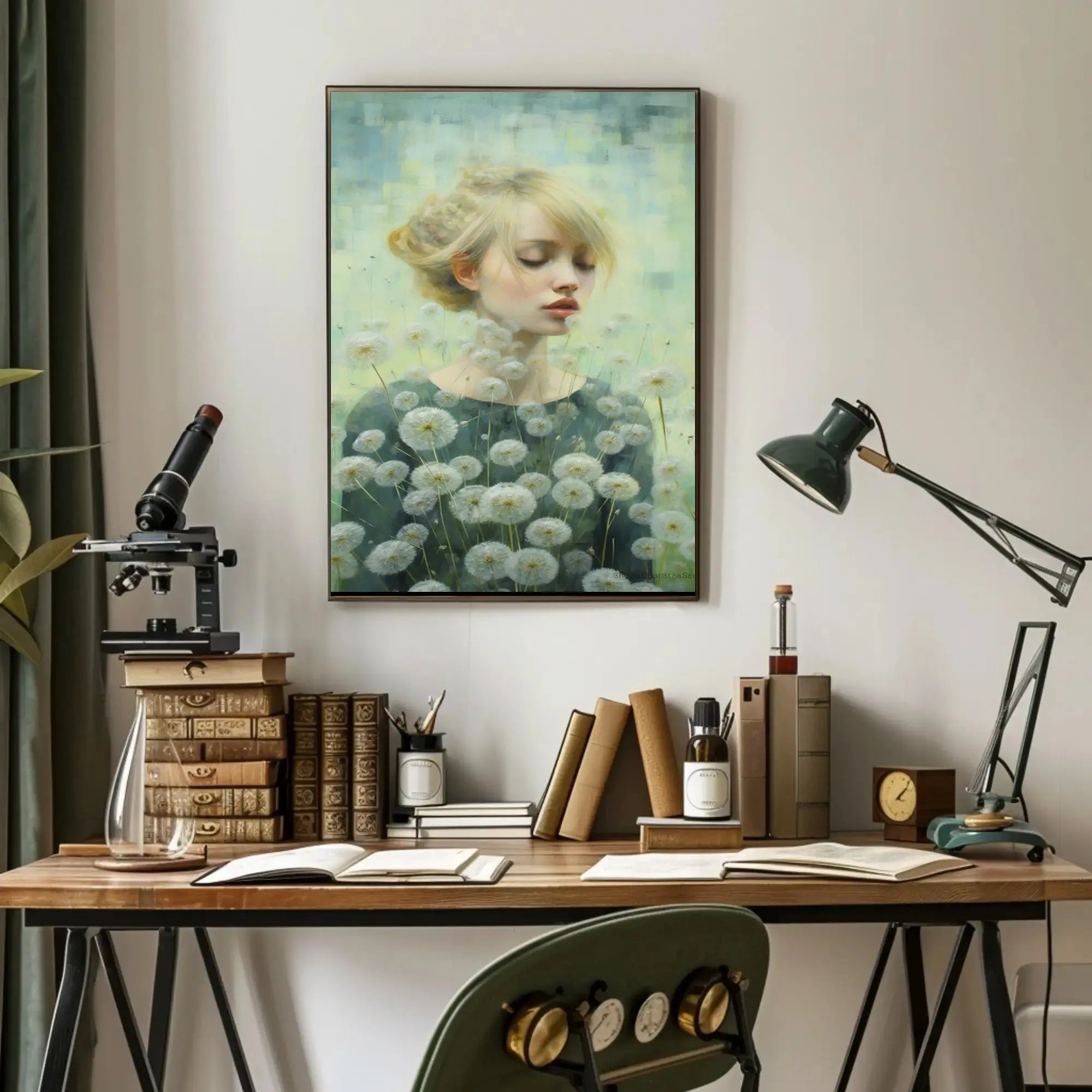 Serene Nature Tranquility with Dandelions Artistic Poster PosterGoat